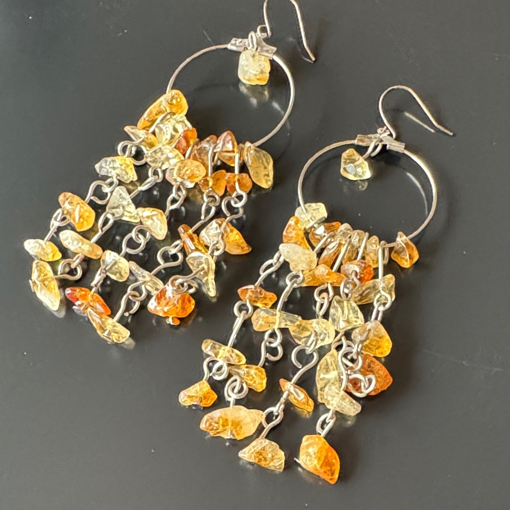 Elegant Amber Chandelier Earrings